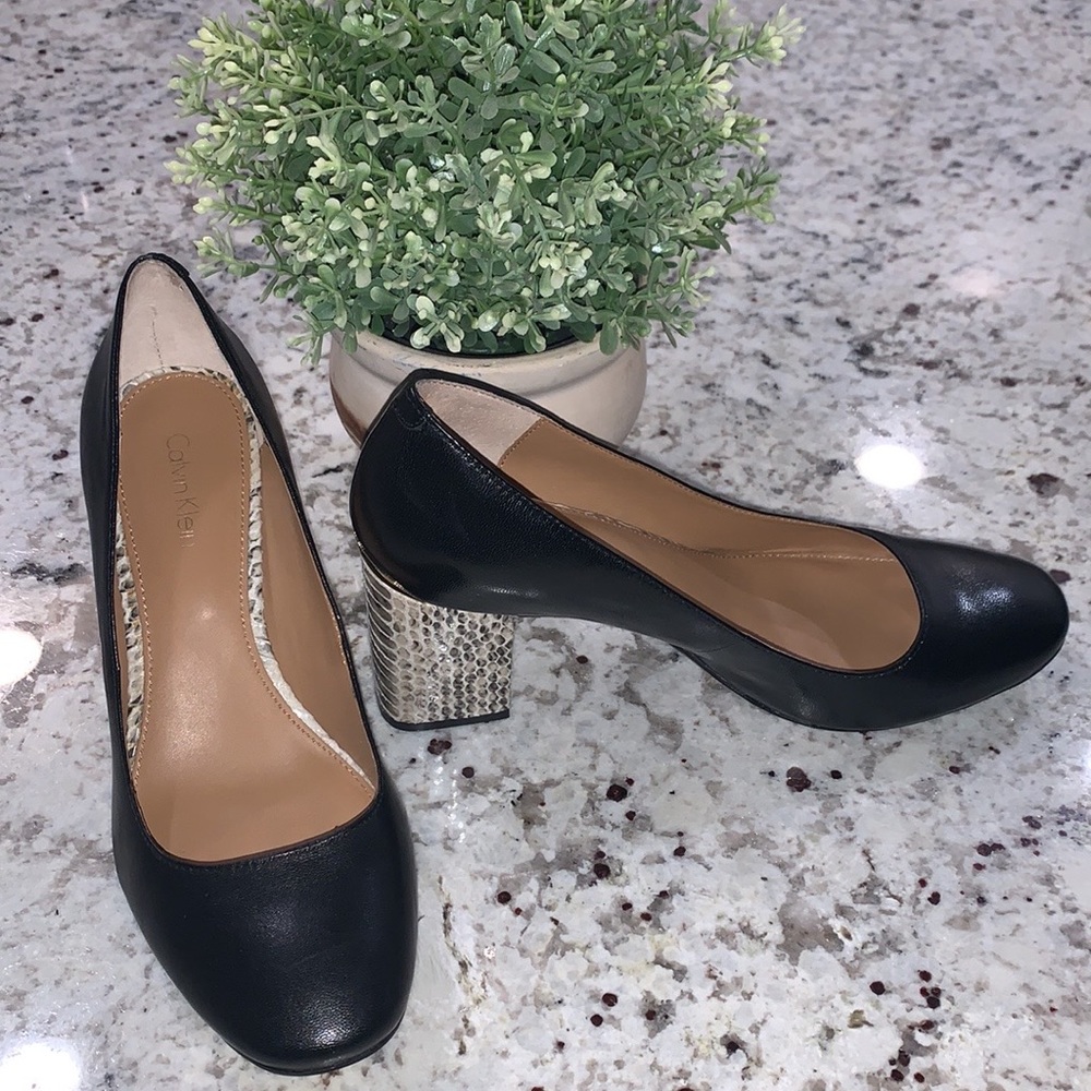 New CK Snakeskin BlockHeel